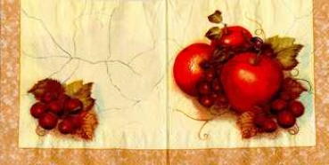 Serviette Früchte, Äpfel, Trauben, Rarität
